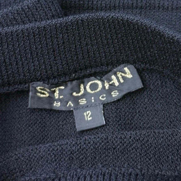 St. John Basics Womens Elastic Waist Maxi Skirt Black Size 12 Santana Knit - Picture 6 of 8